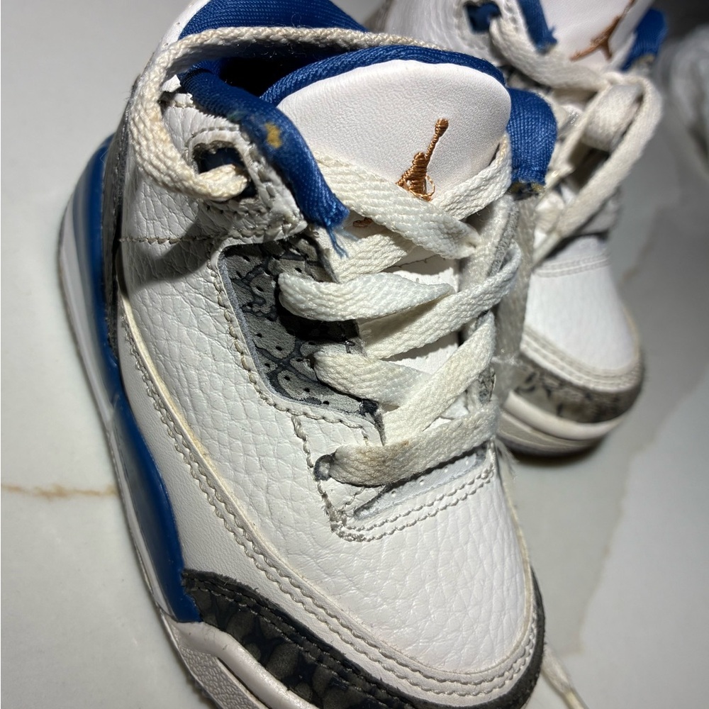 Jordan Kids White and Blue Sneakers
